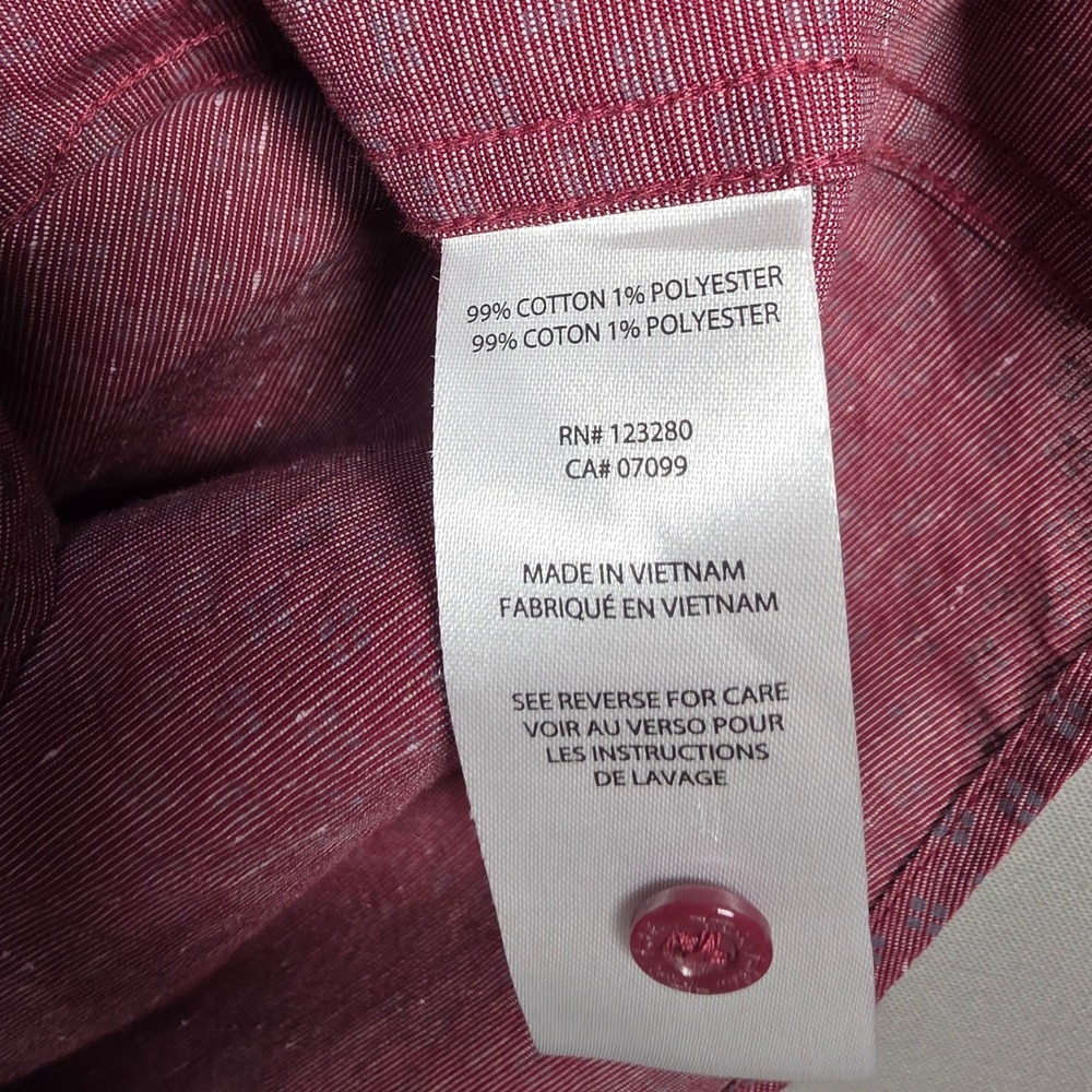 TravisMathew‎ Button Down Shirt Mens M Burgundy Geometric Short Sleeve - Picture 6 of 8